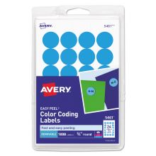 Printable Self-Adhesive Removable Color-Coding Labels, 0.75" dia., Light Blue, 24/Sheet, 42 Sheets/Pack, (5461)1