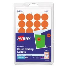 Printable Self-Adhesive Removable Color-Coding Labels, 0.75" dia., Orange, 24/Sheet, 42 Sheets/Pack, (5465)1