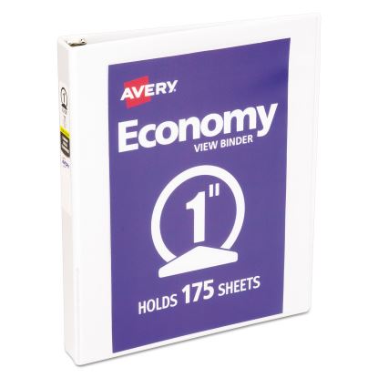 Economy View Binder with Round Rings , 3 Rings, 1" Capacity, 11 x 8.5, White, (5711)1