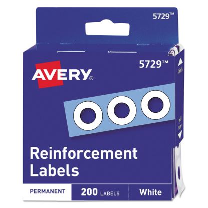 Dispenser Pack Hole Reinforcements, 1/4" Dia, White, 200/Pack, (5729)1