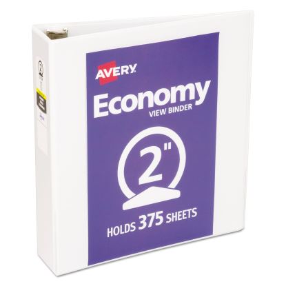 Economy View Binder with Round Rings , 3 Rings, 2" Capacity, 11 x 8.5, White, (5731)1