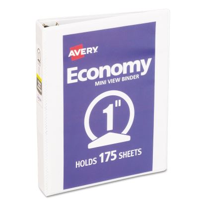 Economy View Binder with Round Rings , 3 Rings, 1" Capacity, 8.5 x 5.5, White, (5806)1