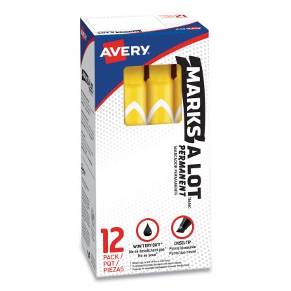 MARKS A LOT Large Desk-Style Permanent Marker, Broad Chisel Tip, Yellow, Dozen (8882)1