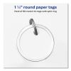 Key Tags with Split Ring, 1 1/4 dia, White, 50/Pack2