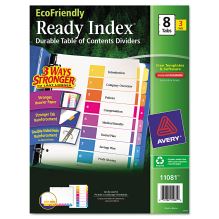 Customizable Table of Contents Ready Index Dividers with Multicolor Tabs, 8-Tab, 1 to 8, 11 x 8.5, White, 3 Sets1