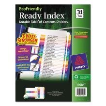 Customizable Table of Contents Ready Index Dividers with Multicolor Tabs, 31-Tab, 1 to 31, 11 x 8.5, White, 1 Set1