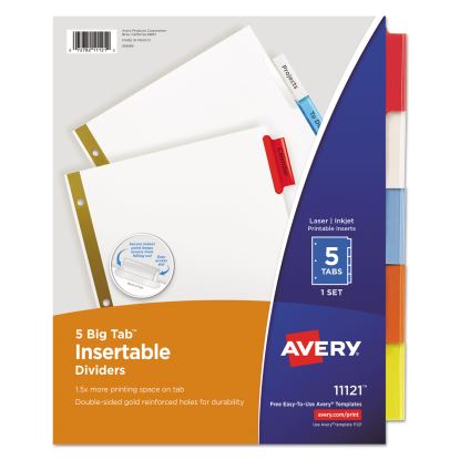 Insertable Big Tab Dividers, 5-Tab, Letter1