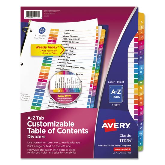 Customizable TOC Ready Index Multicolor Dividers, 26-Tab, Letter1