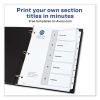 Customizable TOC Ready Index Black and White Dividers, 5-Tab, Letter2