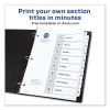 Customizable TOC Ready Index Black and White Dividers, 8-Tab, Letter2