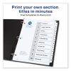 Customizable TOC Ready Index Black and White Dividers, 10-Tab, Letter2