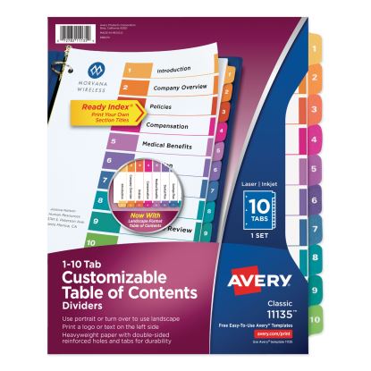 Customizable TOC Ready Index Multicolor Dividers, 10-Tab, Letter1