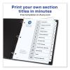 Customizable TOC Ready Index Black and White Dividers, 12-Tab, Letter2