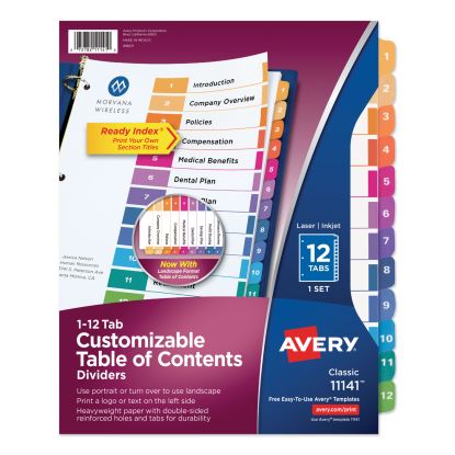 Customizable TOC Ready Index Multicolor Dividers, 12-Tab, Letter1