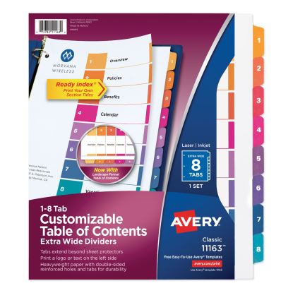Customizable TOC Ready Index Multicolor Dividers, 8-Tab, Letter1