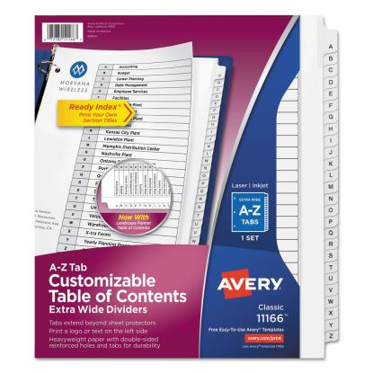 Customizable TOC Ready Index Black and White Dividers, 26-Tab, Letter1