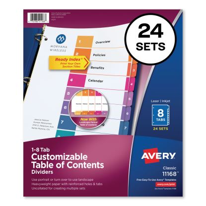 Customizable TOC Ready Index Multicolor Dividers, 8-Tab, Letter, 24 Sets1