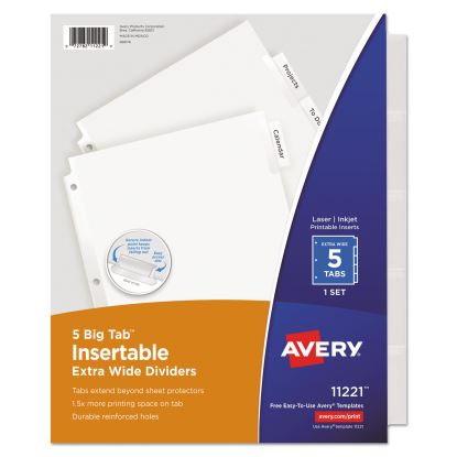 Insertable Big Tab Dividers, 5-Tab, 11 1/8 x 9 1/41