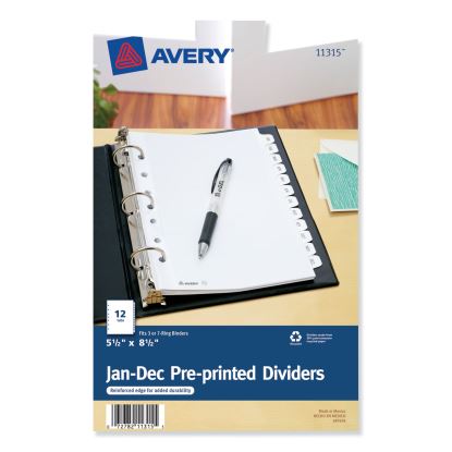 Preprinted Tab Dividers, 12-Tab, 8.5 x 5 1/21