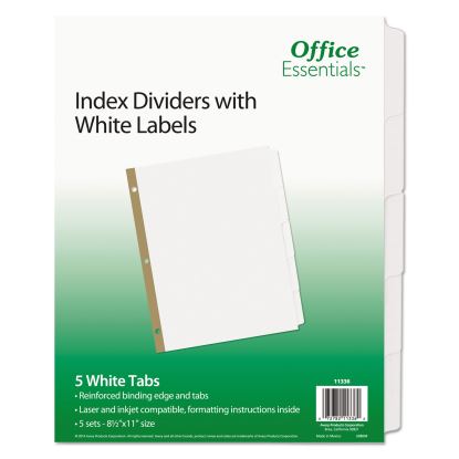 Index Dividers with White Labels, 5-Tab, 11 x 8.5, White, 5 Sets1