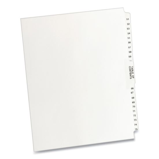 Preprinted Legal Exhibit Side Tab Index Dividers, Avery Style, 26-Tab, 51 to 75, 11 x 8.5, White, 1 Set1