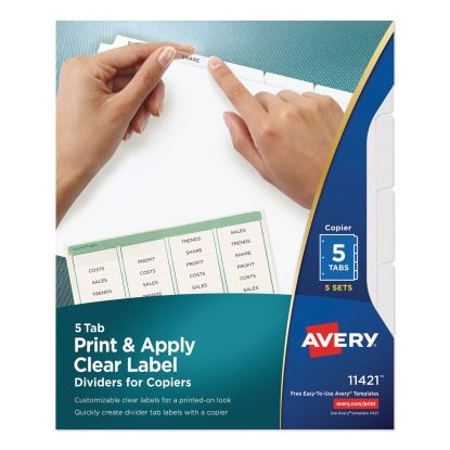 Print and Apply Index Maker Clear Label Dividers, Copiers, 5-Tab, Letter, 5 Sets1