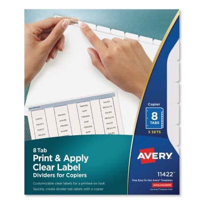 Print and Apply Index Maker Clear Label Dividers, Copiers, 8-Tab, Letter, 5 Sets1