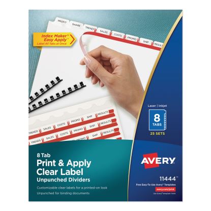 Print and Apply Index Maker Clear Label Unpunched Dividers, 8-Tab, Ltr, 25 Sets1
