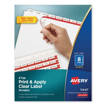 Print and Apply Index Maker Clear Label Dividers, 8 White Tabs, Letter, 25 Sets1