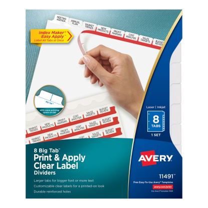 Print and Apply Index Maker Clear Label Dividers, 8 White Tabs, Letter1