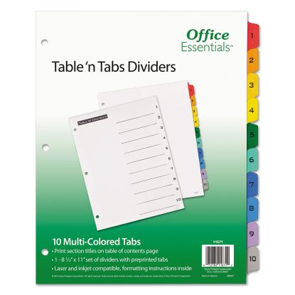 Table 'n Tabs Dividers, 10-Tab, 1 to 10, 11 x 8.5, White, 1 Set1