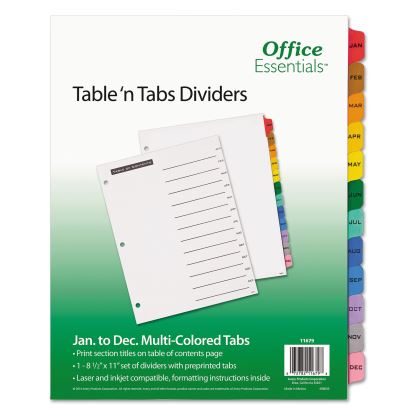 Table 'n Tabs Dividers, 12-Tab, Jan. to Dec., 11 x 8.5, White, 1 Set1