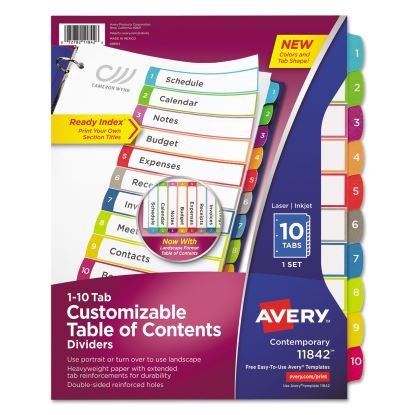 Customizable TOC Ready Index Multicolor Dividers, 1-10, Letter1