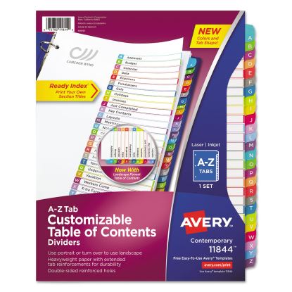 Customizable TOC Ready Index Multicolor Dividers, A-Z, Letter1