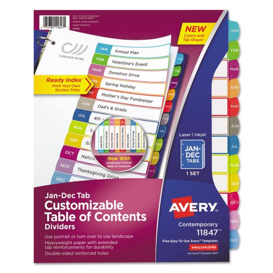 Customizable TOC Ready Index Multicolor Dividers, Jan-Dec, Letter1