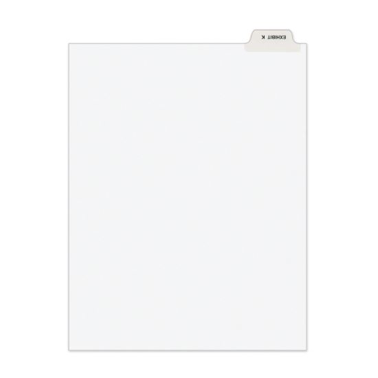 Avery-Style Preprinted Legal Bottom Tab Divider, Exhibit K, Letter, White, 25/PK1