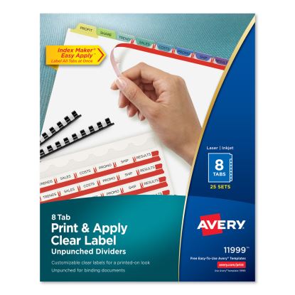 Print and Apply Index Maker Clear Label Unpunched Dividers, 8-Tab, Ltr, 25 Sets1