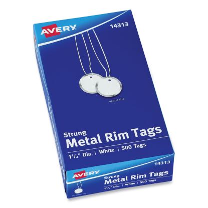 Heavyweight Stock Metal Rim Tags, 1 1/4 dia, White, 500/Box1