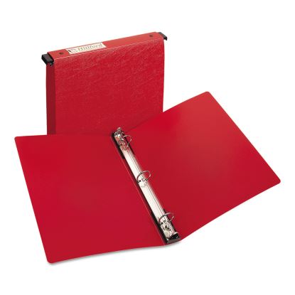 Hanging Storage Flexible Non-View Binder with Round Rings, 3 Rings, 1" Capacity, 11 x 8.5, Red1