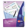 Write and Erase Durable Plastic Dividers with Pocket, 3-Hold Punched, 5-Tab, 11.13 x 9.25, Assorted, 1 Set1