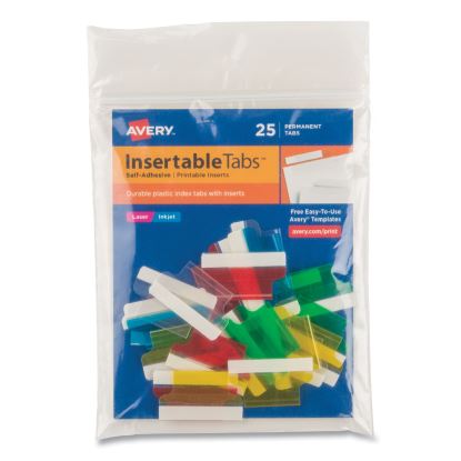 Insertable Index Tabs with Printable Inserts, 1/5-Cut, Assorted Colors, 1" Wide, 25/Pack1