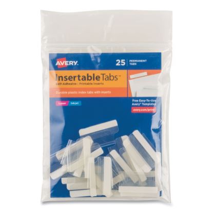 Insertable Index Tabs with Printable Inserts, 1/5-Cut, Clear, 1" Wide, 25/Pack1