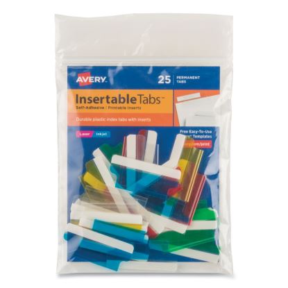Insertable Index Tabs with Printable Inserts, 1/5-Cut, Assorted Colors, 1.5" Wide, 25/Pack1