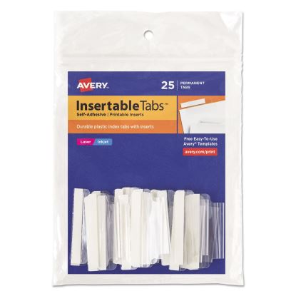 Insertable Index Tabs with Printable Inserts, 1/5-Cut, Clear, 1.5" Wide, 25/Pack1