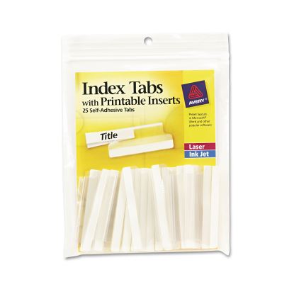 Insertable Index Tabs with Printable Inserts, 1/5-Cut Tabs, Clear, 2" Wide, 25/Pack1