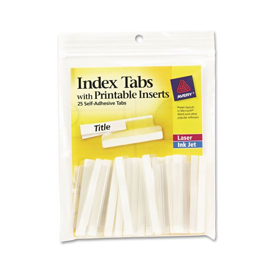 Insertable Index Tabs with Printable Inserts, 1/5-Cut, Clear, 2" Wide, 25/Pack1