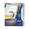 Clear Easy View Plastic Dividers with Multicolored Tabs and Sheet Protector, 5-Tab, 11 x 8.5, Clear, 1 Set1