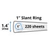 Durable View Binder with DuraHinge and Slant Rings, 3 Rings, 1" Capacity, 11 x 8.5, White, 4/Pack2
