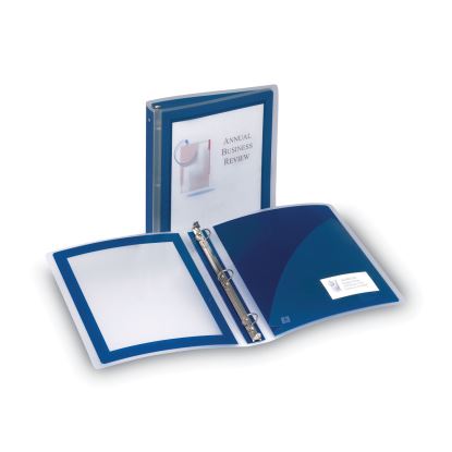 Flexi-View Binder with Round Rings, 3 Rings, 1.5" Capacity, 11 x 8.5, Navy Blue1