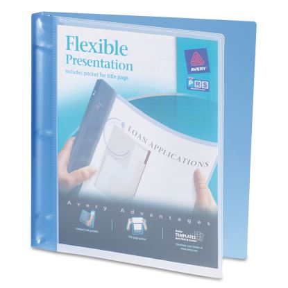 Flexible View Binder with Round Rings, 3 Rings, 0.5" Capacity, 11 x 8.5, Blue1